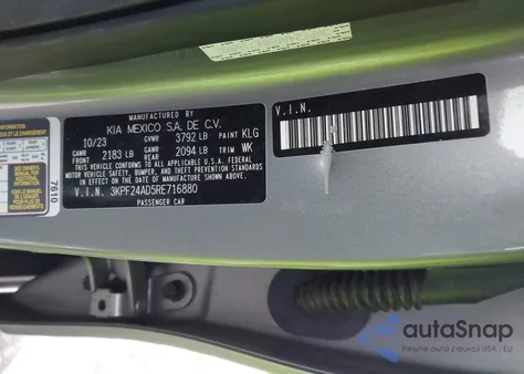 2024 Kia Forte Lxs из США, поврежденный, VIN 3KPF24AD5RE716880